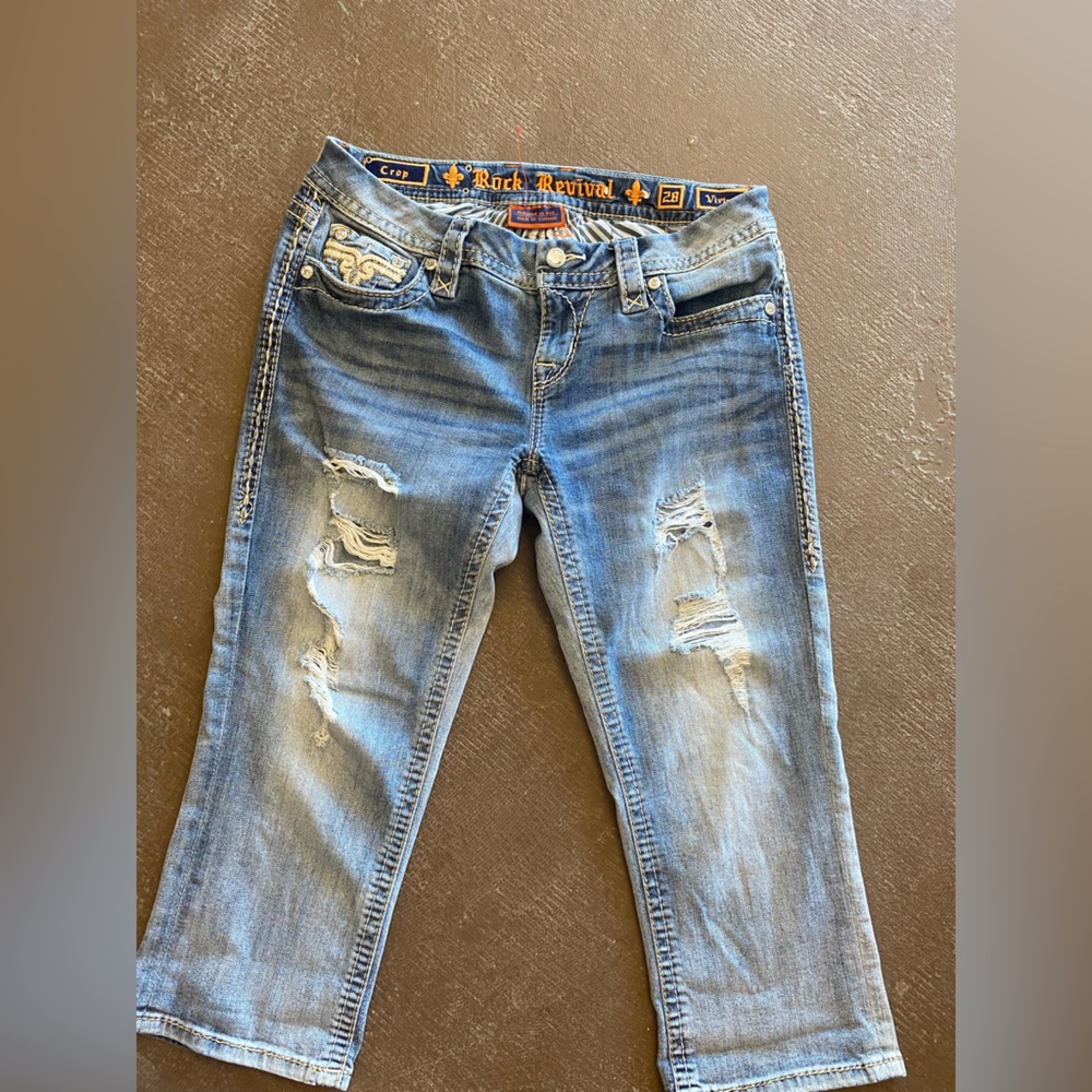 Rock Revival Blue Distressed Denim Shorts